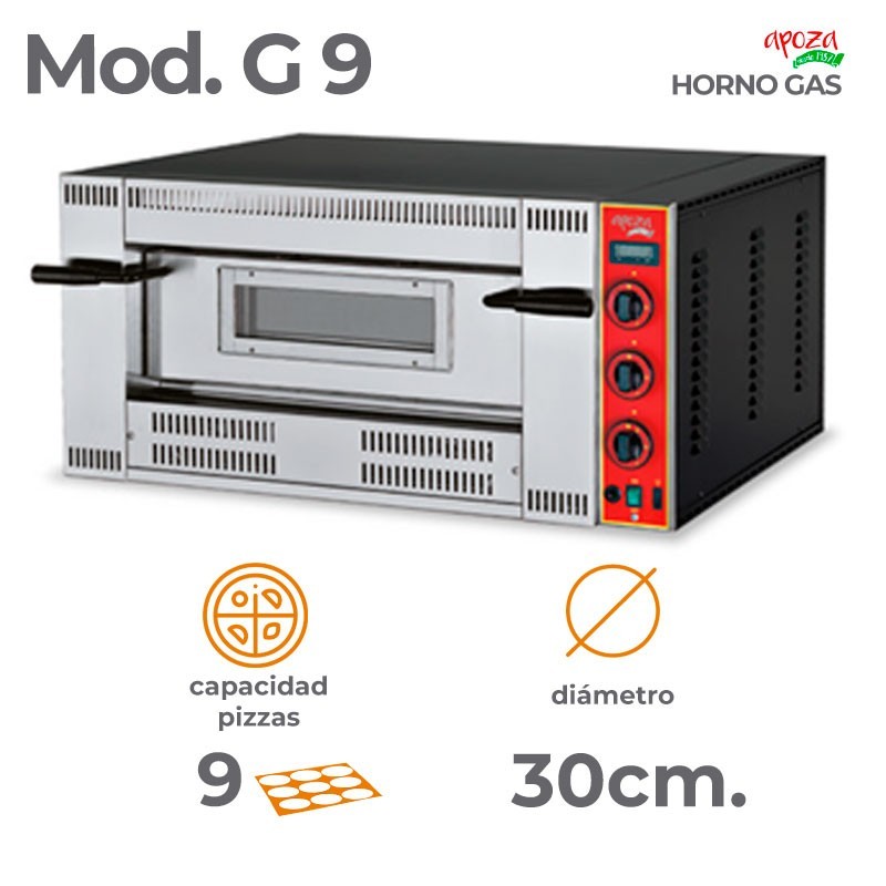 HORNO A GAS G9. 9 pizzas de 30cm.