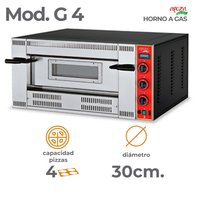 HORNO A GAS G4 - Capacidad para 4 pizzas de 30 cm