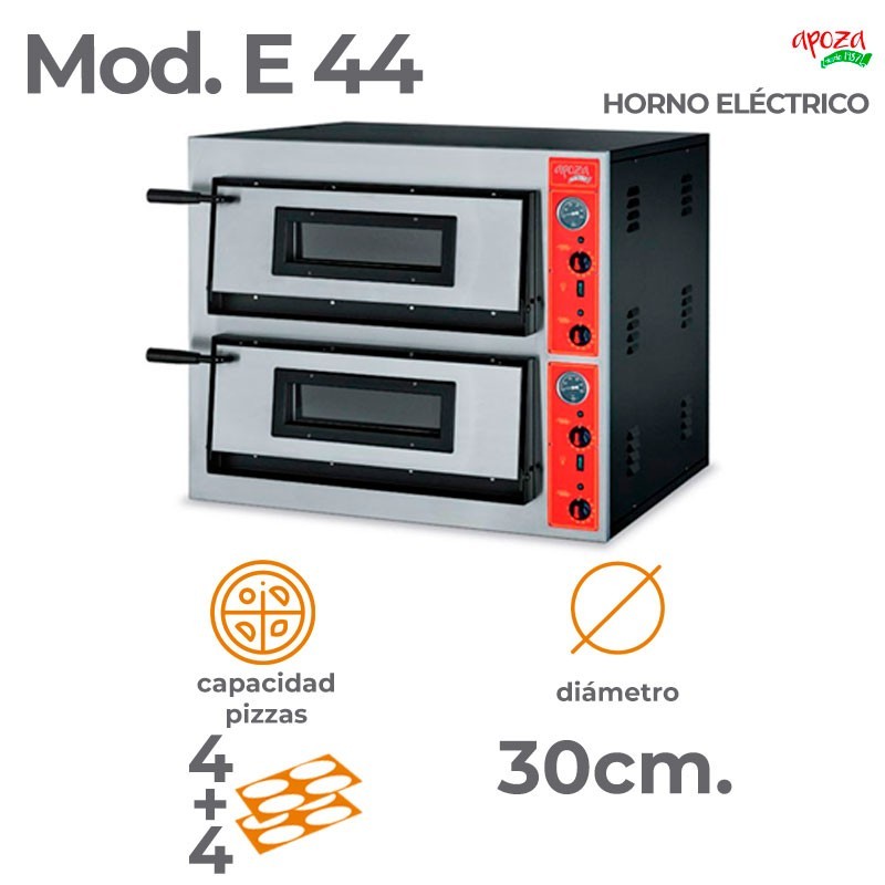 HORNO ELÉCTRICO E/44. 8 pizzas (4+4) de 30cm.