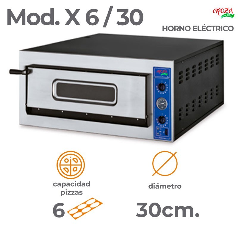 HORNO ELECTRICO X6/30: 6 pizzas de 30cm.