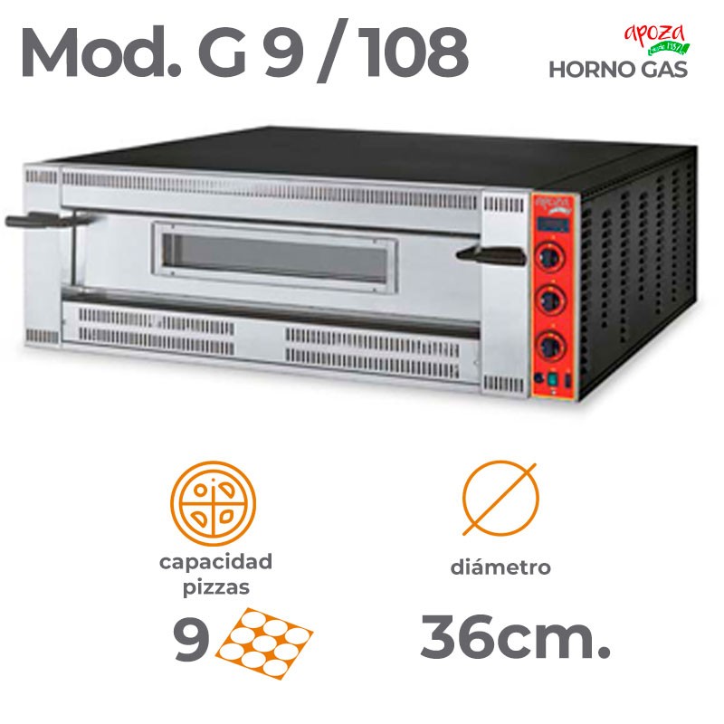 HORNO A GAS G9/108. 9 pizzas de 36cm
