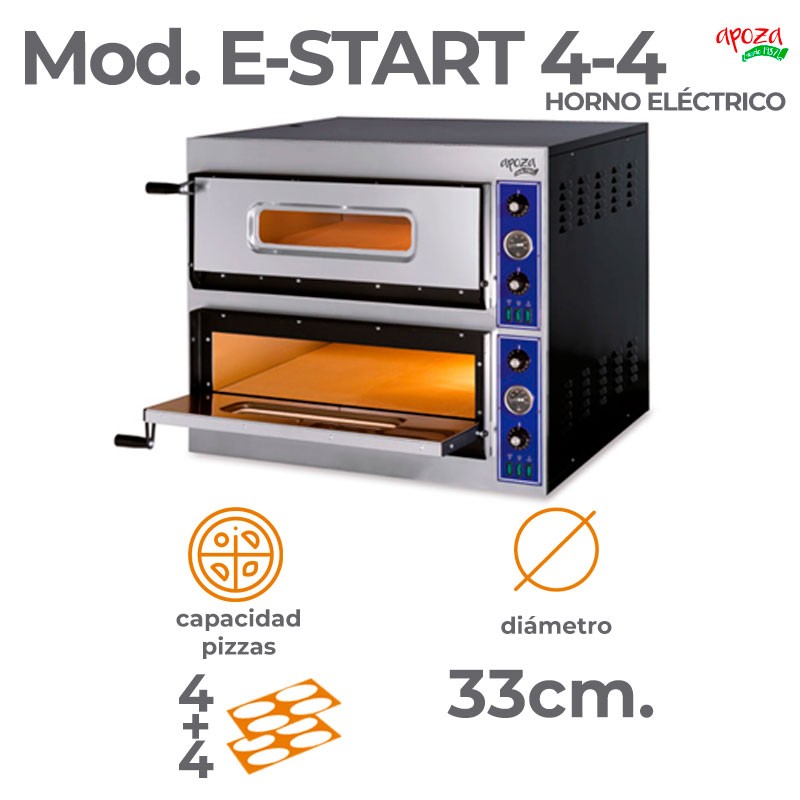 HORNO ELECTRICO START 4-4: 8 pizzas (4+4) de 33 cm.