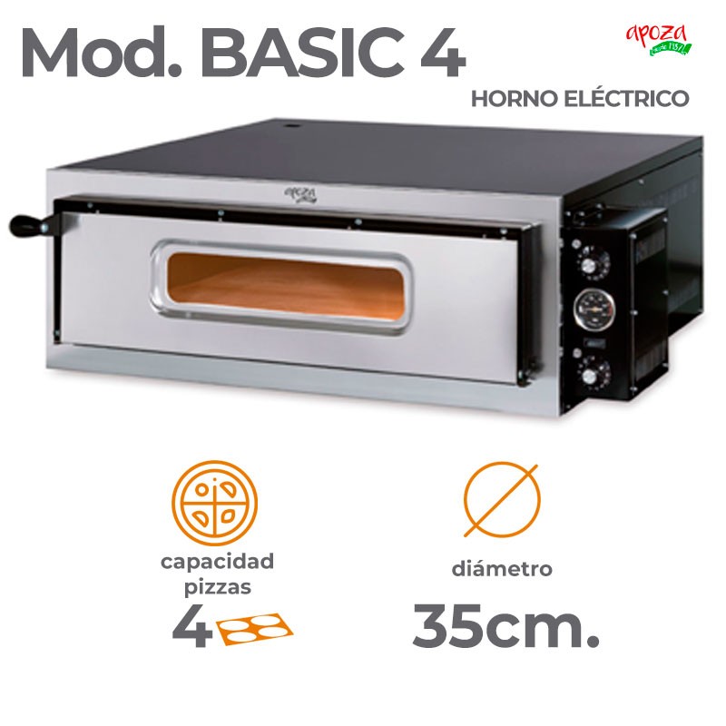 HORNO ELECTRICO BASIC 4: 4 pizzas de 35 cm.