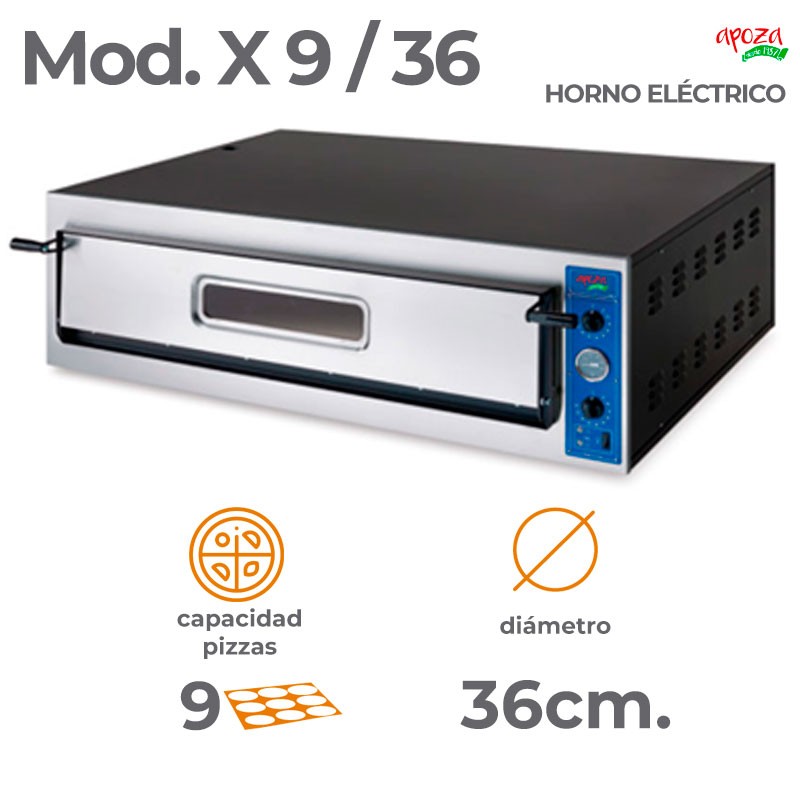HORNO ELÉCTRICO X9/36: 9 pizzas de 36cm.