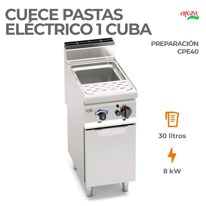CUECE PASTAS PROFESIONAL ELECTRICO DE 30 L