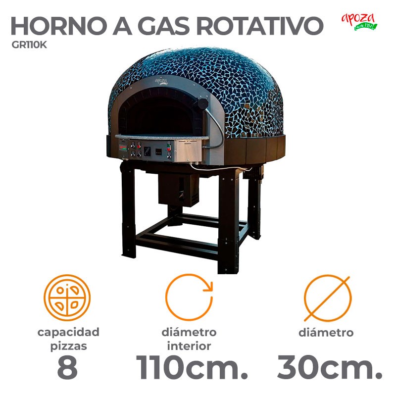 HORNO A GAS ROTATIVO DE 4 PIZZAS DE 30 CM